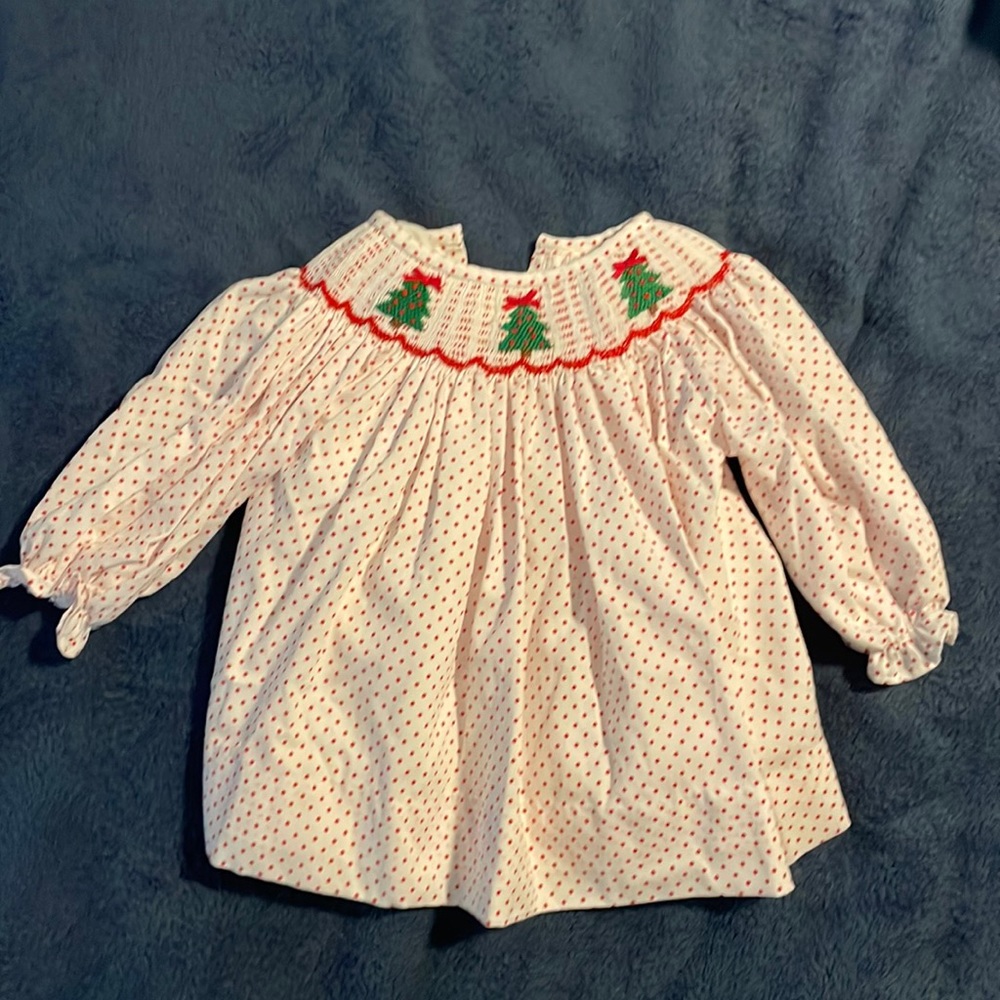 Cecil and Lou smocked Christmas Dress (baby girl)